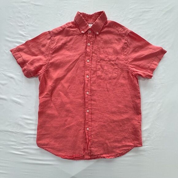 Porter & Ash Other - Porter & Ash 100% Linen Shirt Men's M Coral Pink Short Sleeve Good Condition